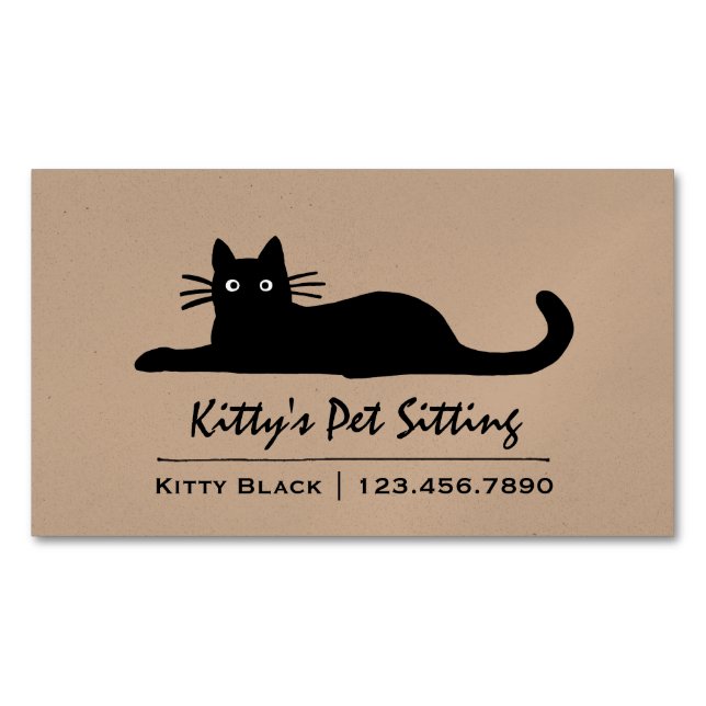 Carte De Visite Magnétique Chat noir (devant)