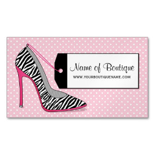 Carte De Visite Magnétique Chaussures d'impression de zèbre de noir de rose