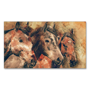 Carte De Visite Magnétique Chevaux Peinture d'aquarelle artistique