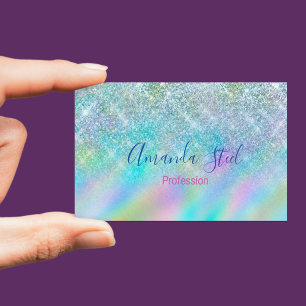 Carte De Visite Magnétique Chic iridescente ombre bleu fausse parties scintil
