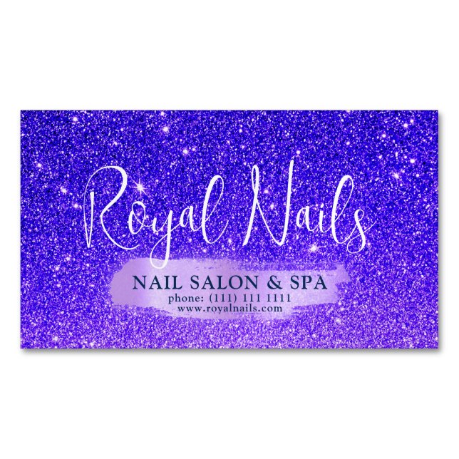 Carte De Visite Magnétique Chic Parties scintillant SPA Nail Salon Coiffure (devant)