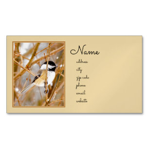 Carte De Visite Magnétique Chickadee au plafond noir - Photo originale