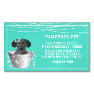 Carte De Visite Magnétique Chien blanc turquoise dans le fabricant de moustiq