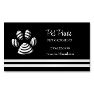 Carte De Visite Magnétique Chien noir rayé Paw Pet Pet Service de toilettage 