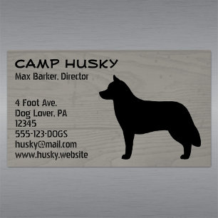 Carte De Visite Magnétique Chien sibérien Husky Silhouette de grain de bois