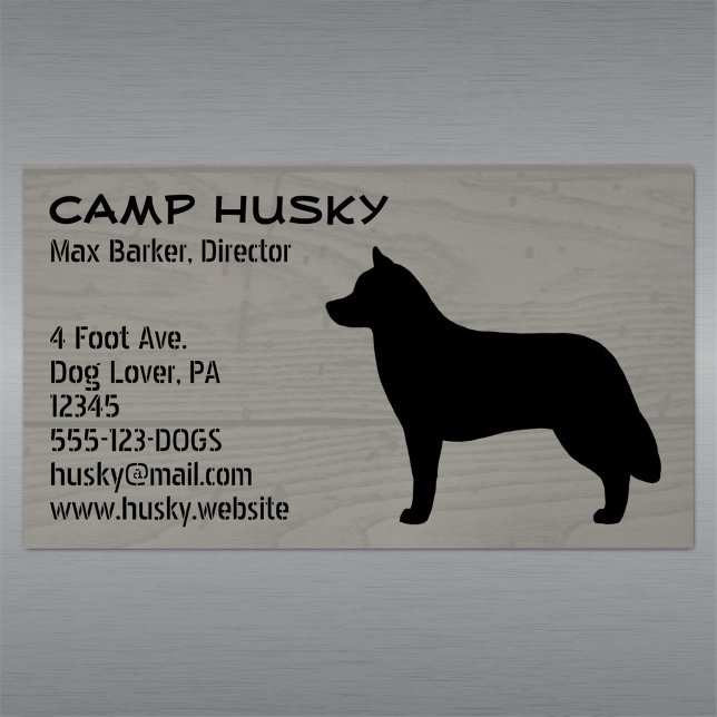 Carte De Visite Magnétique Chien sibérien Husky Silhouette de grain de bois (Créateur téléchargé)