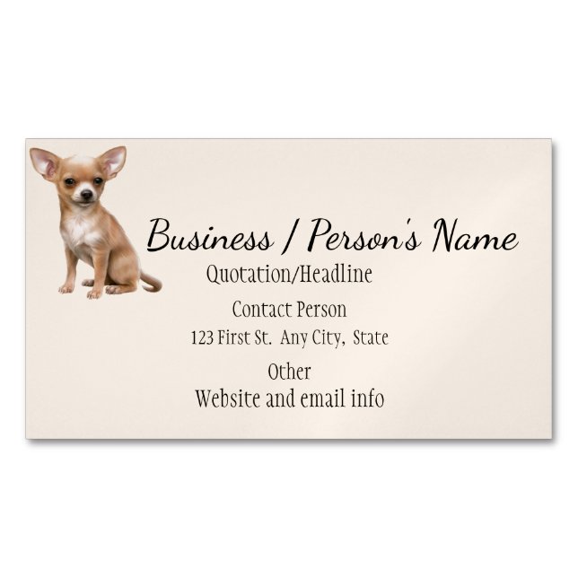 Carte De Visite Magnétique Chihuahua Chien Animaux Animaux Animaux Logo Anima (devant)