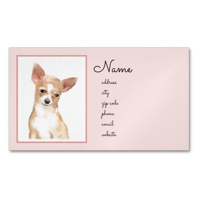 Carte De Visite Magnétique Chihuahua Painting - Cute Original Dog Art (devant)