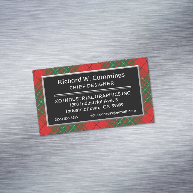 Carte De Visite Magnétique Clan d'acentuation écossais Cumul Red Tartan (In Situ)
