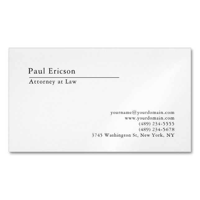 Carte De Visite Magnétique Classical Elegant Plain Professional (devant)
