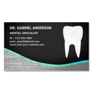 Carte De Visite Magnétique Clinique Dentaire Black Mesh Steel Tooth Dentiste