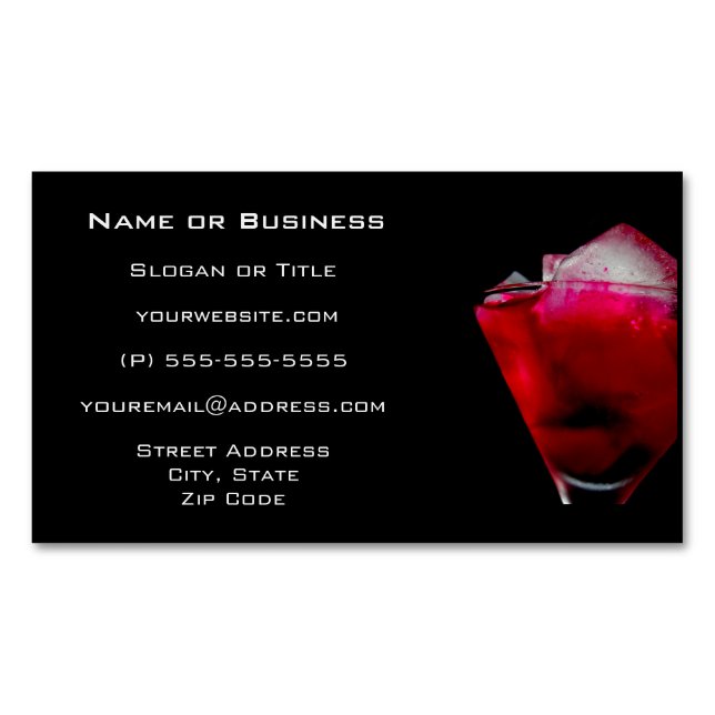 Carte De Visite Magnétique Cocktail Refreshing Red and Pink (devant)