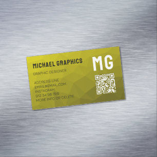 Carte De Visite Magnétique Code QR à motif de maille géométrique à dégradé ja