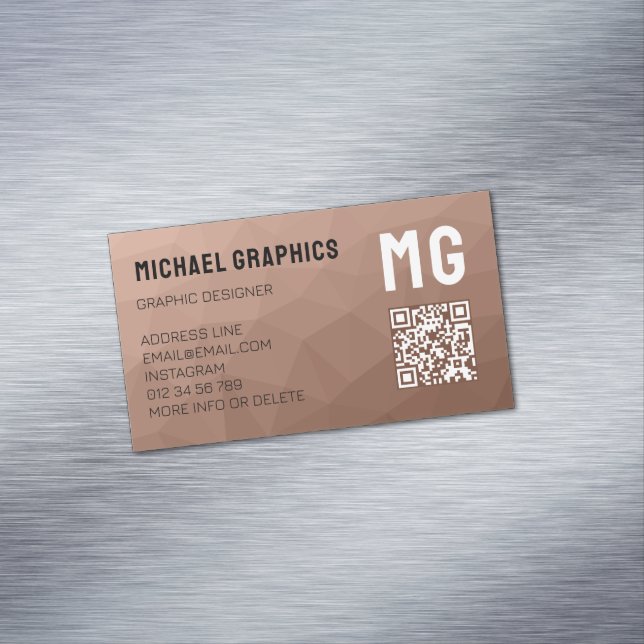 Carte De Visite Magnétique Code QR du motif de maillage géométrique Brown Moc (In Situ)