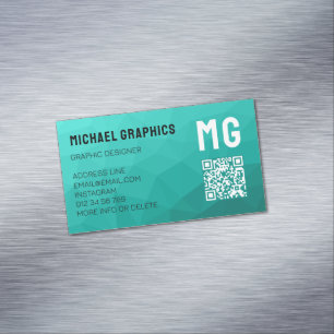 Carte De Visite Magnétique Code QR du motif de maillage géométrique de dégrad