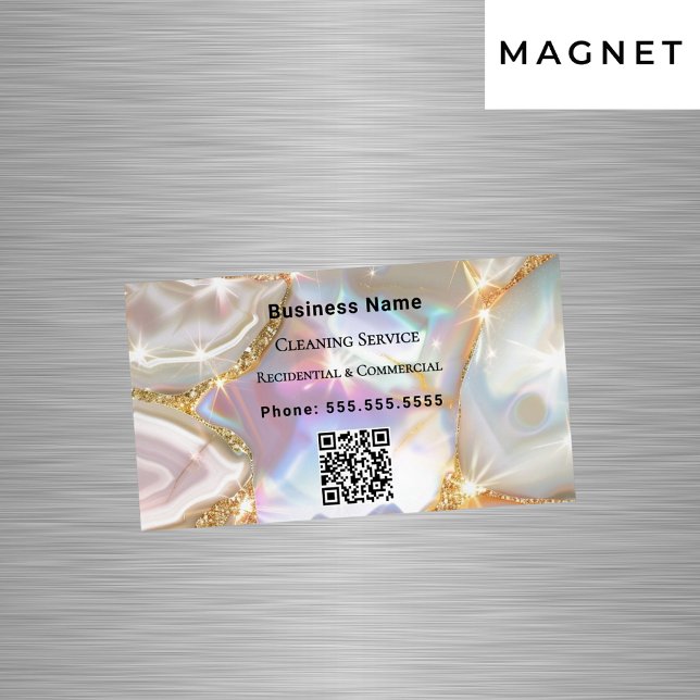 Carte De Visite Magnétique Code QR holographe holographique de l'agate d'or b (Créateur téléchargé)
