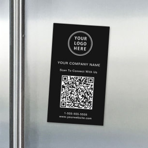 Carte De Visite Magnétique Code QR Logo Moderne Noir