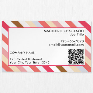 Carte De Visite Magnétique Code QR moderne de bande diagonale