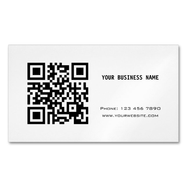 Carte De Visite Magnétique Code QR noir et blanc (devant)