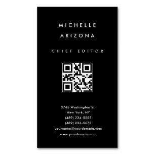 Carte De Visite Magnétique Code QR numérisable minimaliste Black Professional