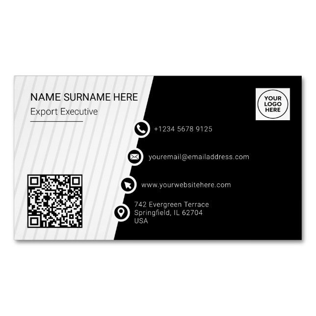 Carte De Visite Magnétique Code QR officiel simple Professionnel Moderne (devant)