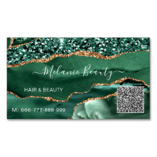 Carte de visite magnétique Code QR Or Vert Émeraud