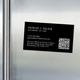 Carte De Visite Magnétique Code QR professionnel minimal noir