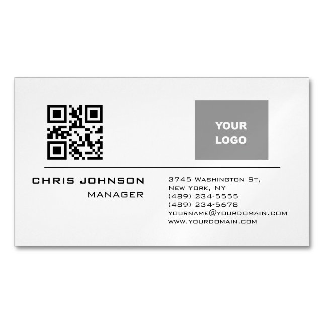 Carte De Visite Magnétique Code QR scannable sur Front moderne Plaque simple (devant)