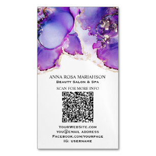 Carte De Visite Magnétique *~* CODE QR Yummy Violet Bleu Or Doré AP29