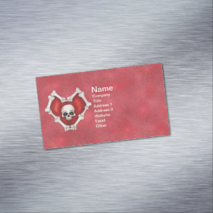 Carte De Visite Magnétique Coeur gothique rouge foncé des os Starbursts de cr