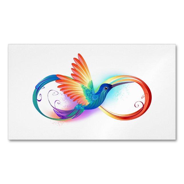 Carte De Visite Magnétique Colibri arc-en-ciel avec symbole Infinity (devant)