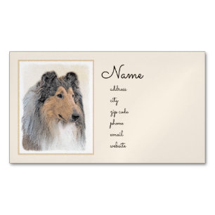 Carte De Visite Magnétique Collie (Rough) Peinture - Cute Original Chien Art