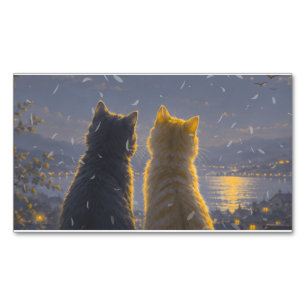 Carte De Visite Magnétique Compagnons au clair de lune – Deux chats sous la p
