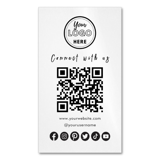 Carte De Visite Magnétique Connectez-vous aux médias sociaux américains QR Co (devant Vertical)