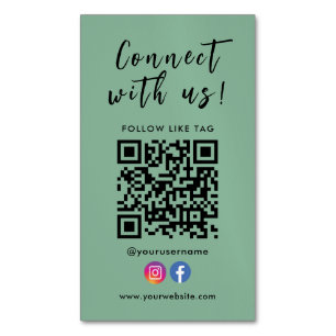 Carte De Visite Magnétique Connectez-vous avec nous Facebook Instagram Qr Cod