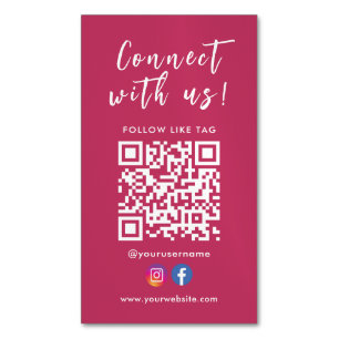 Carte De Visite Magnétique Connectez-vous avec nous Facebook Instagram Qr Cod