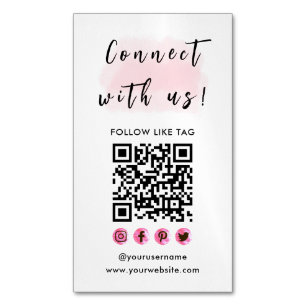Carte De Visite Magnétique Connectez-vous avec nous logo marque QR Code moder