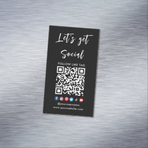 Carte De Visite Magnétique Connectez-vous avec nous Qr Code Professional Noir
