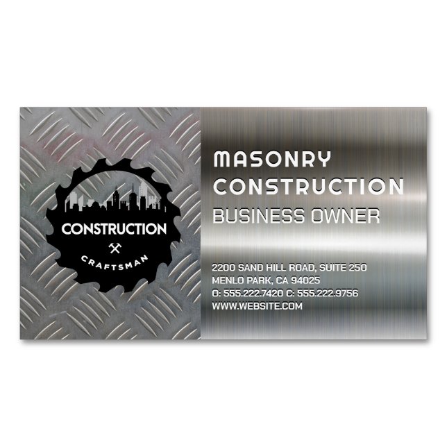 Carte De Visite Magnétique Construction | Métal | Acier (devant)