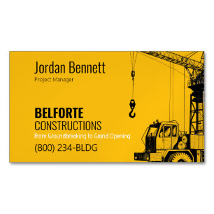 Carte De Visite Magnétique Construction Moderne   Conception Yellow & Crane