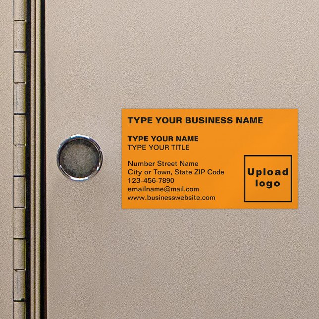 Carte de visite magnétique couleur orange aligné g (Orange magnetic business card in left aligned style)