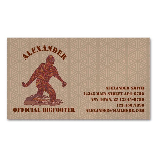 Carte De Visite Magnétique Coutume bronzage de marche de motif de Bigfoot (devant)