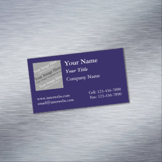 Carte De Visite Magnétique Custom Square Logo Blue Background White Text