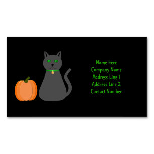 Carte De Visite Magnétique Cute Halloween Chat et Citrouille Personnalisé