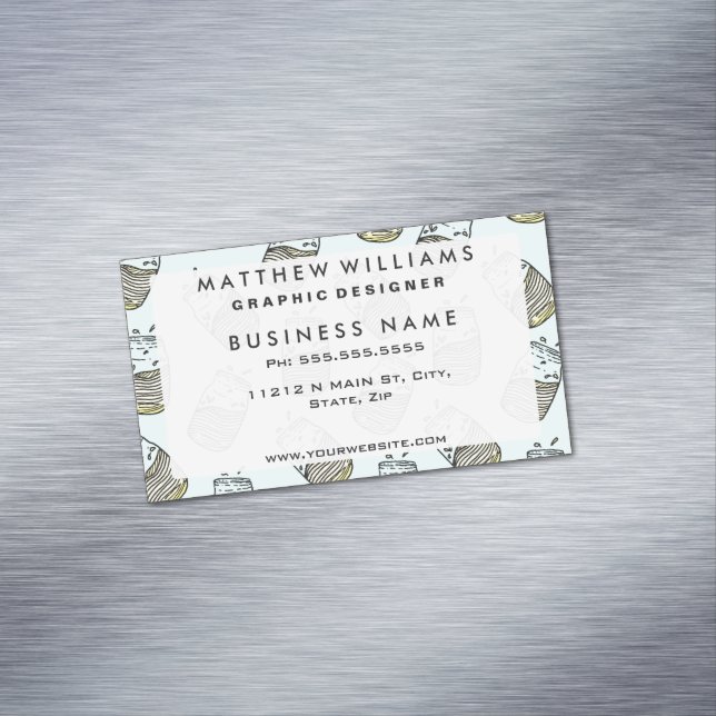 Carte De Visite Magnétique Cute Lemonade Mason Jar Boisson d'été Motif Turquo (In Situ)