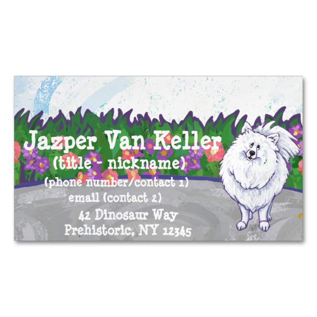 Carte De Visite Magnétique Cute White Pomeranian (devant)