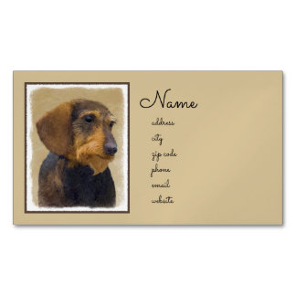 Carte De Visite Magnétique Dachshund (À poils durs) Peinture Chien Art origin