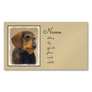 Carte De Visite Magnétique Dachshund (À poils durs) Peinture Dog Art origina