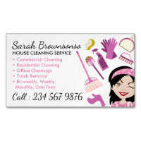 Dame de nettoyage janitorial aux cheveux noirs lav