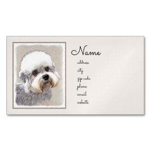 Carte De Visite Magnétique Dandie Dinmont Terrier Peinture Chien Art original